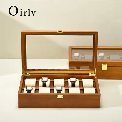 Oirlv 10 Grids Watch Box Wooden Jewelry Box Watches Organizer Men Women Mechanical Watches Storage