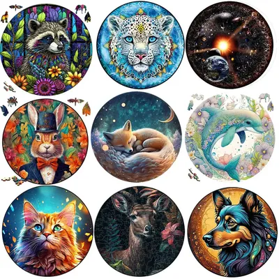 sharks Animal Wooden Jigsaw Puzzle cat Animals Shape Adult Kids Puzzle Educational Toys Wood DIY