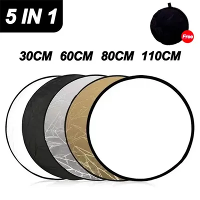 5 in 1 Round Reflectors Collapsible Photography Fill Light Batter Diffuser Accessories Multi-Disc