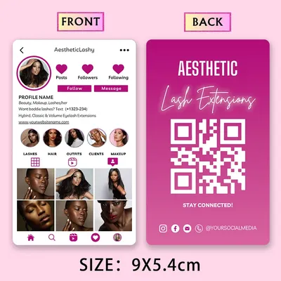 Custom Instagram Business Cards 2024 Template Design Social Media QR Code Credit Calling Card