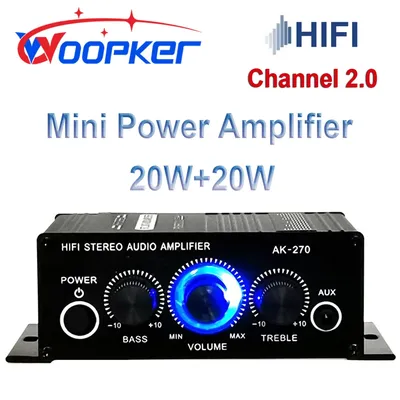Woopker Sound Amplifier AK270 20W×2 Mini Hifi Digital Audio Amplifier 12V 3A Channel 2.0 Stereo