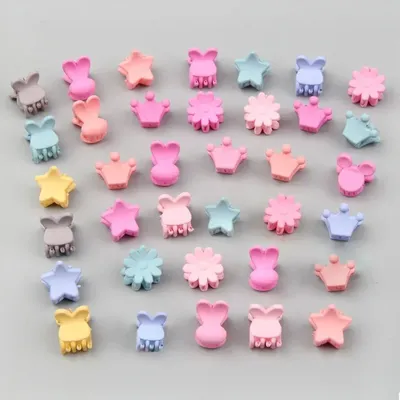 30Pcs/Lot Small Cute Hair Claws Clips For Girls Baby Colorful Hairpin Cartoon Rabbit Flower Crown