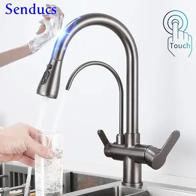 Smart Touch on Filter Kitchen Faucets Home Improvement Brass Hot Cold Kitchen Sink Mixer Tap Sensor
