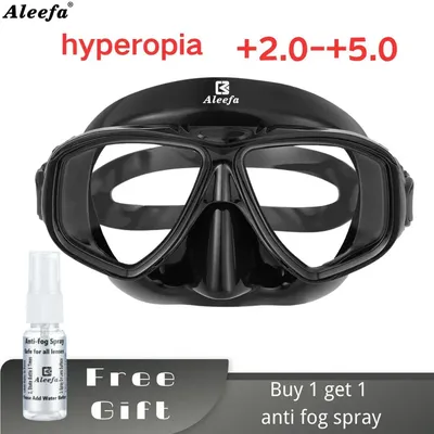 Hyperopia Diving Mask with Tempered Glasses Lens. Antifog Spray,Farsighted Dive Glasses swimming
