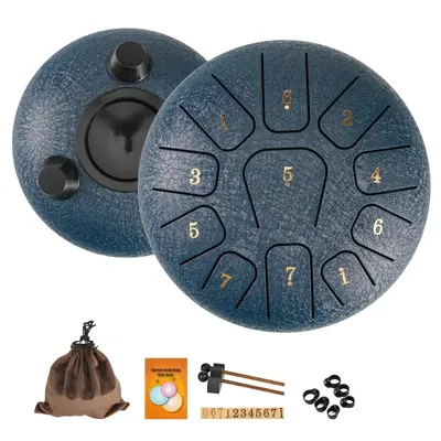 Miwayer 6" Steel Tongue Drum Gift Set | 11-Note Sound Healing Instrument w/Tuning Kit |