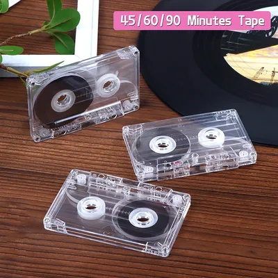 90 Minutes Standard Cassette Color Blank Tape Player With Magnetic Audio Tape Clear Storage Box For