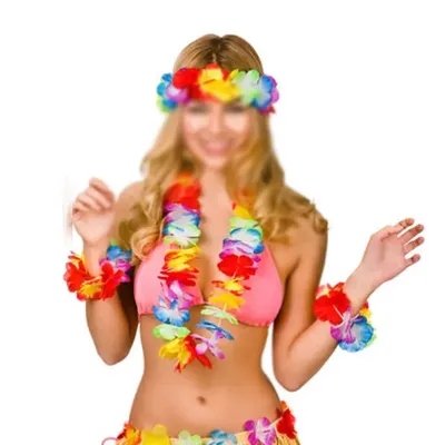 4 Pcs Hawaiian Flowers Leis Garland Necklace Fancy Dress Party Tropical Hawaii Beach Decoration