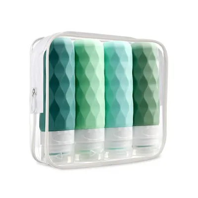 4 Pack SiliconeTravel Bottles for Toiletries, Tsa Approved 3oz Portable Travel Bottles, BPA Free