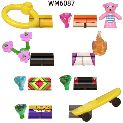 The Action Figures Flowers Skateboard Weapons Pants Hair Parts Model Blocks MOC Bricks Set Gifts