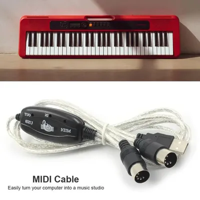 USB IN-OUT MIDI Adapter Cable Set Keyboard Converter Cord PC to Music Electronic Lightweight