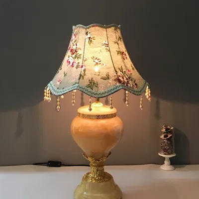 Pearl Tassel Table Lamp Shade European Style 25cm Shading Cloth Fringe Beads Lamp Cover E27 Retro