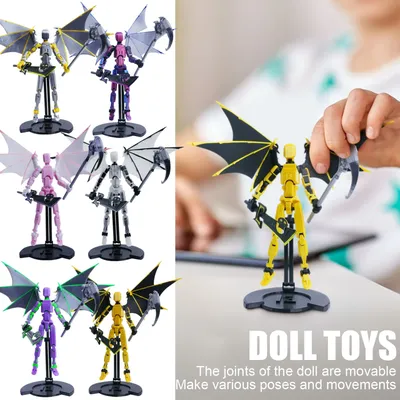 Mobile Doll Set 3D Printed Robot Mobile Doll Posable Mobile Doll Suitable For Collectors Desktop