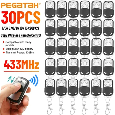 1-30PCS 433MHz Smart Copy Duplicator Remote Control 4 Button Electric Garage Door Gate Remote