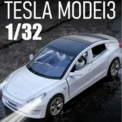 1:32 Tesla Model 3 Alloy Car Model Diecasts & Toy Vehicles Sound Pull Back Car For Children Gifts