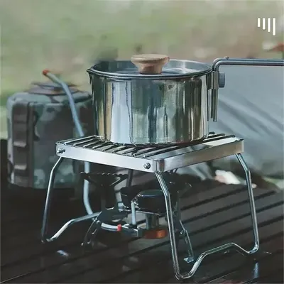 Outdoor Stainless Steel Stove Holder Camping Portable Folding Mini Barbecue Rack Set Pot Holder