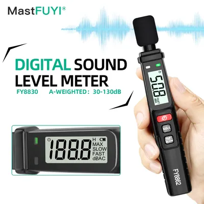 MASTFUYI Digital Noise Meter Sound Level Meter Handheld DB Meter A- Weighted 30~130dB Audio