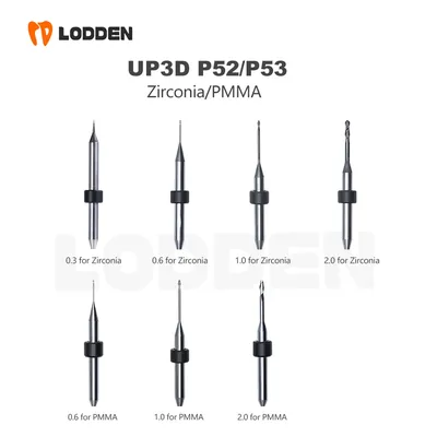 UP3D P52/P53 Dental Burs Milling for Zirconia PMMA Dental Lab Grinding Diamond DC Coating D4 CAD CAM