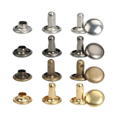 100sets Brass Hat Nails Leather Rivets Mushroom Cap Collision Rivet Tubular Metal Studs Craft Purses