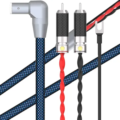 5N OFC silver plated 90 Degree Straght Tonearm Cable 5 Pin DIN to 2RCA Phono Interconnect Cable U