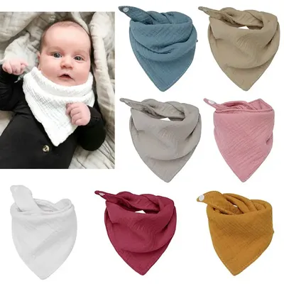 Baby Infant Cotton Bib Solid Color Triangle Scarf Feeding Saliva Towel Bandana Burp Cloth Boy Girl