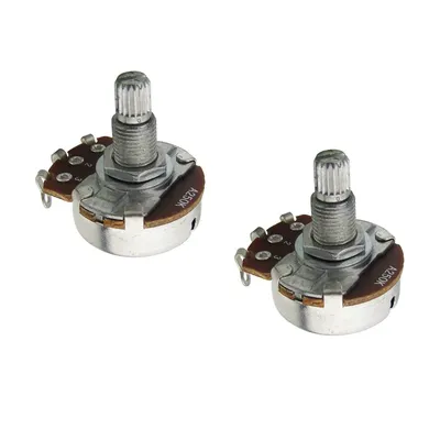 FLEOR 2pcs Big Guitar Pots Potentiometers A500K A250K B250K A500K Linear Taper/Audio Taper Potentiometer Long Split Shaft