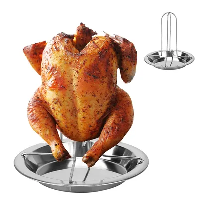 Chicken Roaster Rack Stainless Steel Roasting Grill Stand Kitchen Outdoor BBQ Tools Non-stick