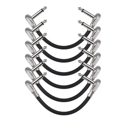 Miwayer 15cm/ 6in Guitar Effect Pedal Instrument Patch Cable 1/4" Silver Right-angle Plug Black PVC