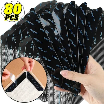 80/8pcs Carpet Non-slip Stickers Reusable Washable Anti Curling Carpet Patches Fixed Sticker Floor