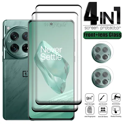 4-in-1 For Oneplus 12 Glass Oneplus 12 Tempered Glass Protective Full Cover Curved HD 9H Screen Protector Oneplus 12 Lens Glass