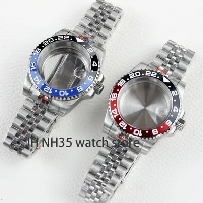 NH35 Watch Case 40mm Stainless steel Sapphire Waterproof for GMT SUB NH34 NH35 NH36 movement 28.5mm Dial Jubilee Oyster Bracelet