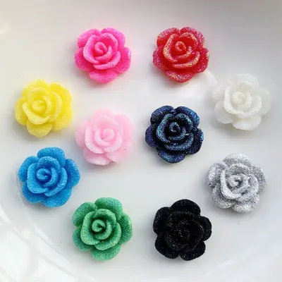 160pcs 13mm resin little rose flower flat back cabochon for DIY Hair Clip Ornament Scrapbook