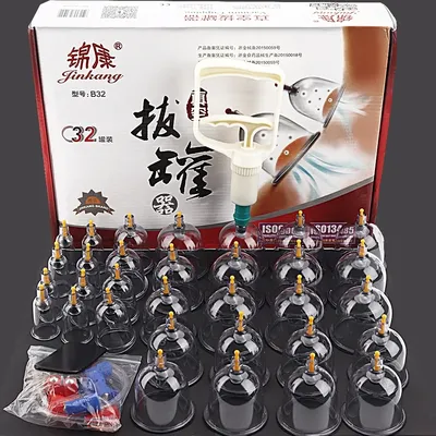 32 Jars Vacuum Cupping Therapy Set Suction Cups Massage Physiotherapy Healthy Self-help Cupper Whole Body Applicable Appliances