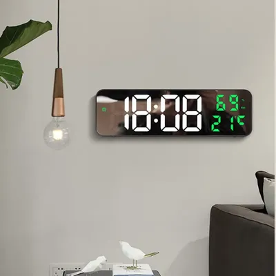 9 Inch Large Digital Wall Clock Temperature Humidity Night Mode Snooze 12/24H USB Plug-in Version