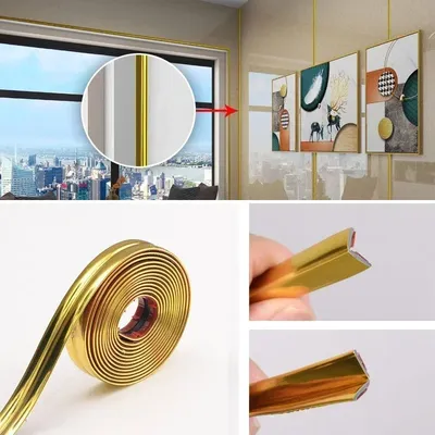 5M Slip-resistant Wall Stickers Waterproof Corner Protector Tape Sealing Strip Furniture Edge Gold