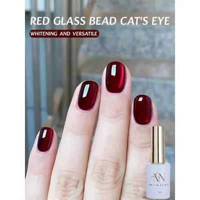 MIANEL 12ML 1-21PCS Red Ocean Cat Eye Gel Nail Polish 2025 Flash Glass Beads Cat Magnetic Gel Red