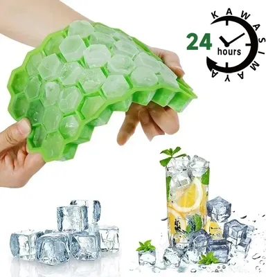37 Cavity Ice Cube Mold Reusable Silicone Ice Cube Mold BPA Free Ice Cream Maker with Lids DIY