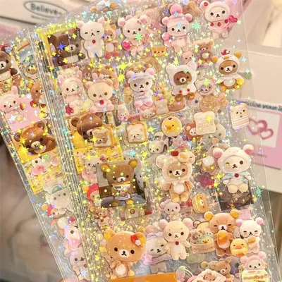 5sheets Rilakkuma Waterproof Cutting film sticker Hand account materials Water cup Desktop