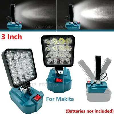 Outdoor Flood Light 3 inch Work Light For Makita 14.4V 18V Li-ion Battery LED Flashlight Lantern