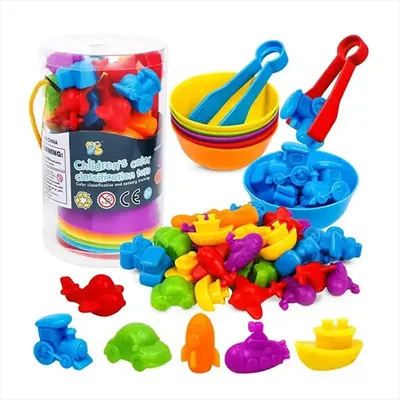 Rainbow Counting Animal Traffic Car Early Education Toy Animal Cognition Montessori Math Teaching