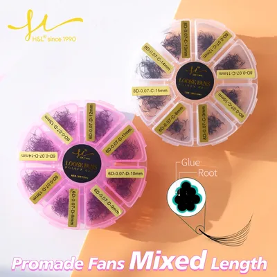 H&L since 1990 3--14D Mixed Length Sharp Stem Slim Base Cluster Premade Fans type Volume Fans