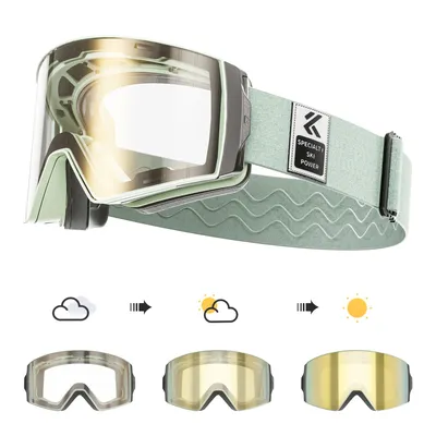 KAPVOE Outdoor Photochromic Ski Goggles Winter Snow Sports for Unisex Snow Glasses UV400 Anti-fog