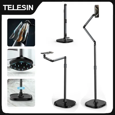 TELESIN Magnetic Mobile Phone Floor Stand Cantilever Live Broadcast Tablet Bracket Lifting Bracket
