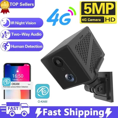 Mini 4G Security Camera SIM Card or Wifi 5MP Survalance IP Camera 3000 mAh Big Battery Low Power