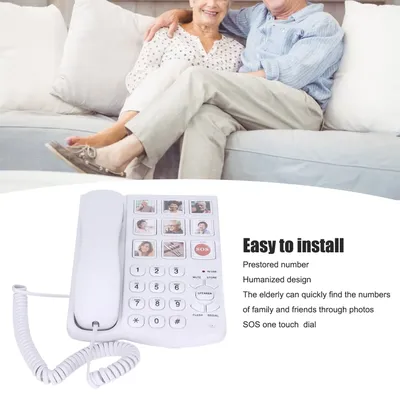 LD‑858HF Big Button Telephone Amplified Photo Memory Corded Landline for Seniors Elderly