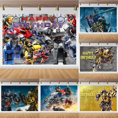 Disney TransFormer Backdrop for Kids Birthday Photo Background Popular Movie Optimus Bumblebee