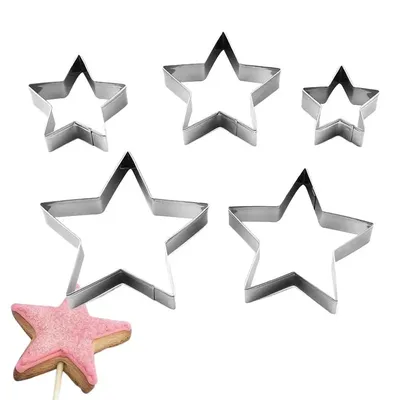 Small Star Cookie Cutter Stainless Steel Pastry Molds 5 Pieces Star Shaped Biscuit Cutter Set