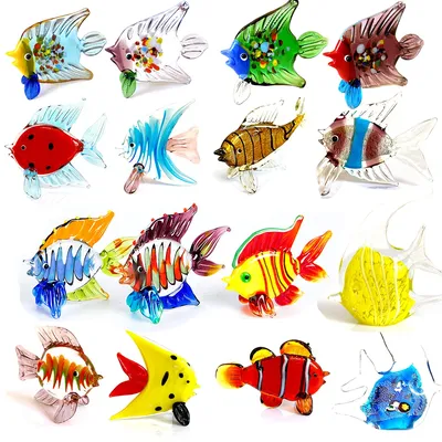 16 Types Vivid Crystal Animal Figurines Paperweight Hand Blown Glass CollectTropical Clownfish