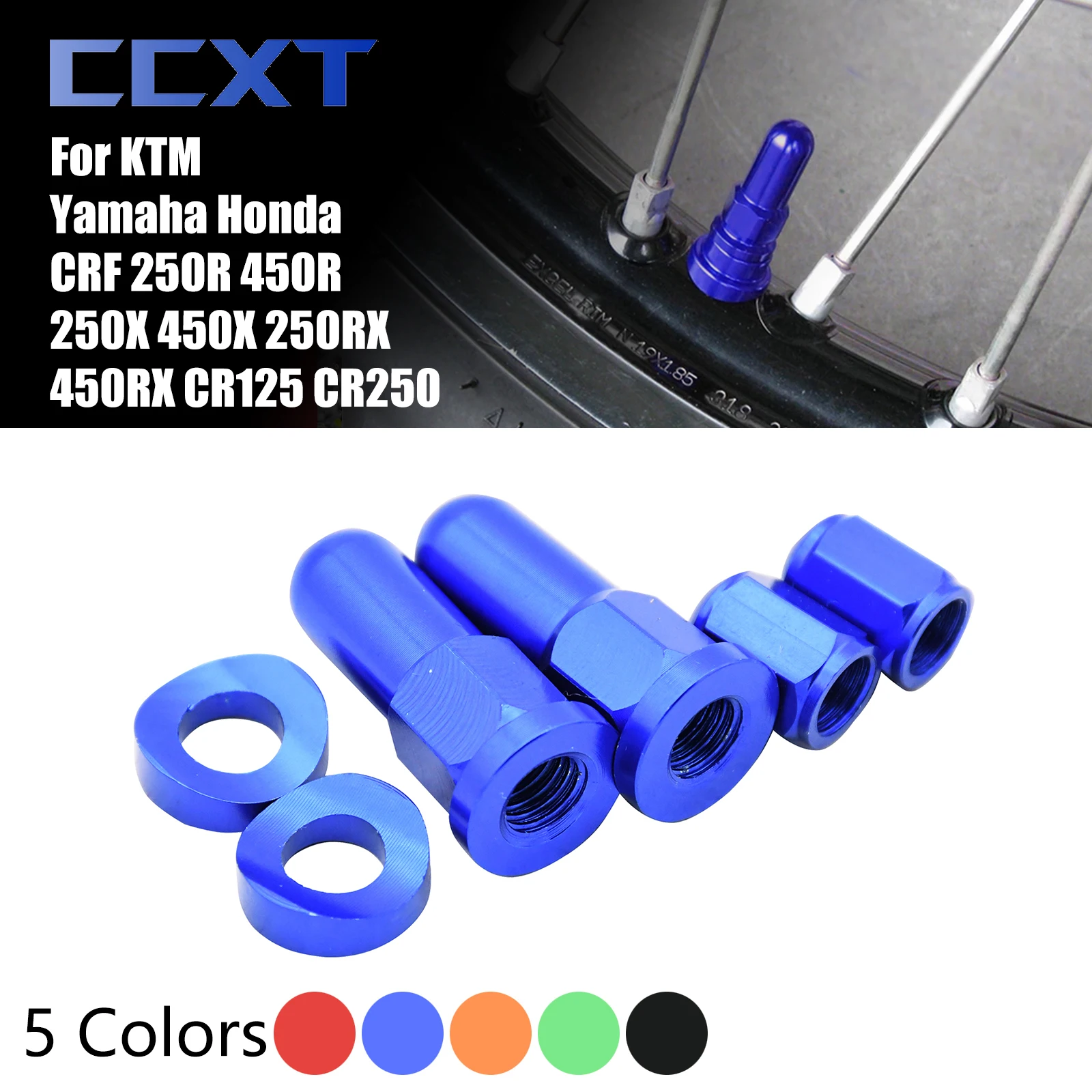 Motocross CNC Valve Cap Dirt Bike Rim Lock Nuts Bolts Spacer For KTM Honda Yamaha WR450R WR250F WR450F YZ250F YZ450F WR250R Part