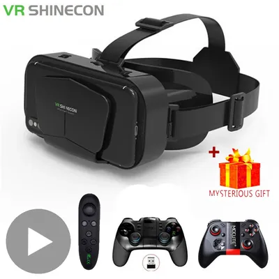 3D Virtual Reality VR Glasses For Phone Mobile Smartphones 7 Inch Headset Helmet With Controllers