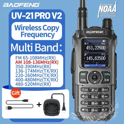 Baofeng UV-21 Pro V2 Air Band Walkie Talkie Wireless Copy Frequency Long Range 999CH High Power